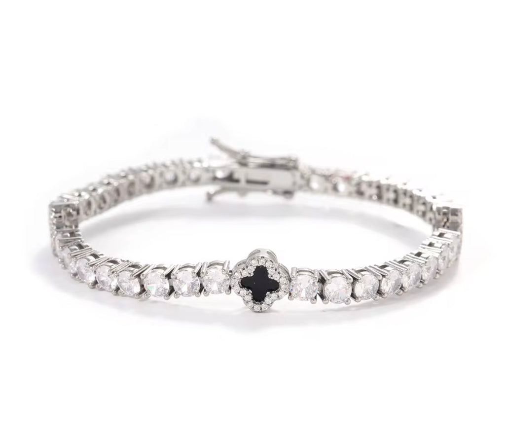 BLACK | Mini Clover Tennis Bracelet